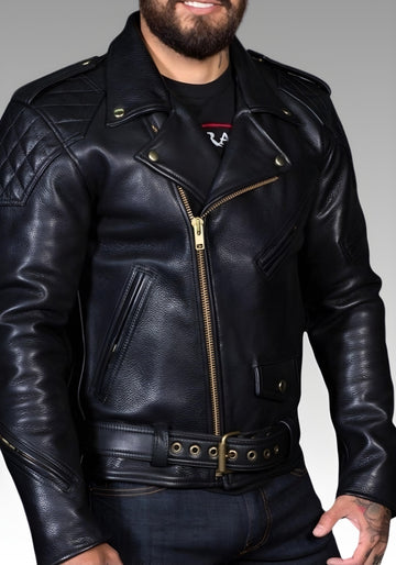 Biker's Police Leather Jacket / Cop Style for sale