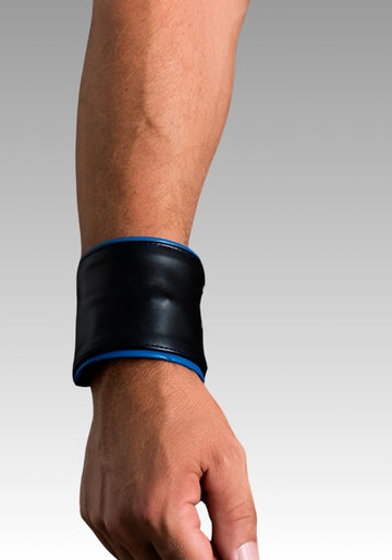 Blue Piped Leather Wristband for sale