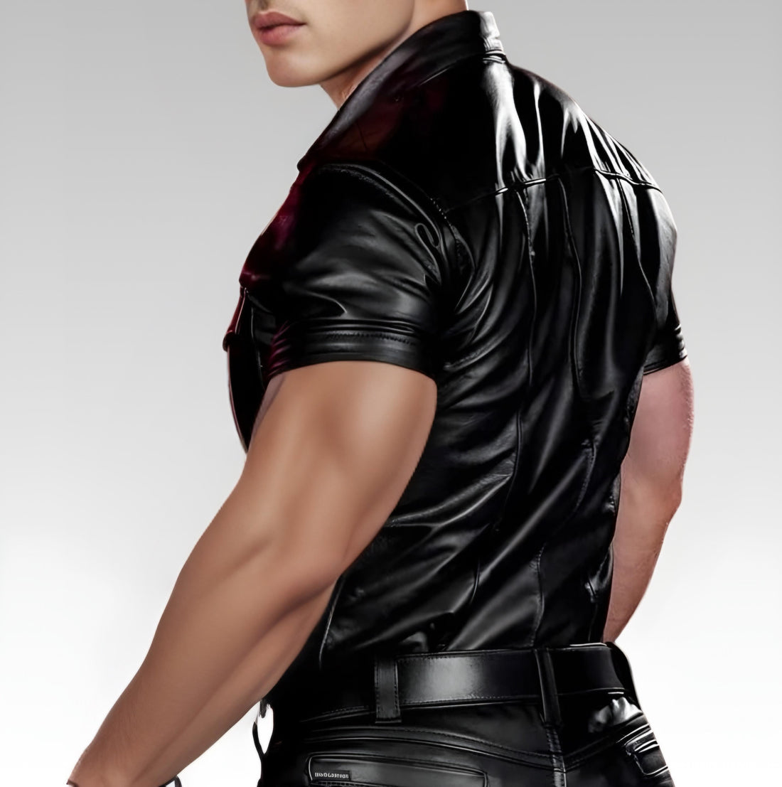 Leather Uniform Shirt Black for sale