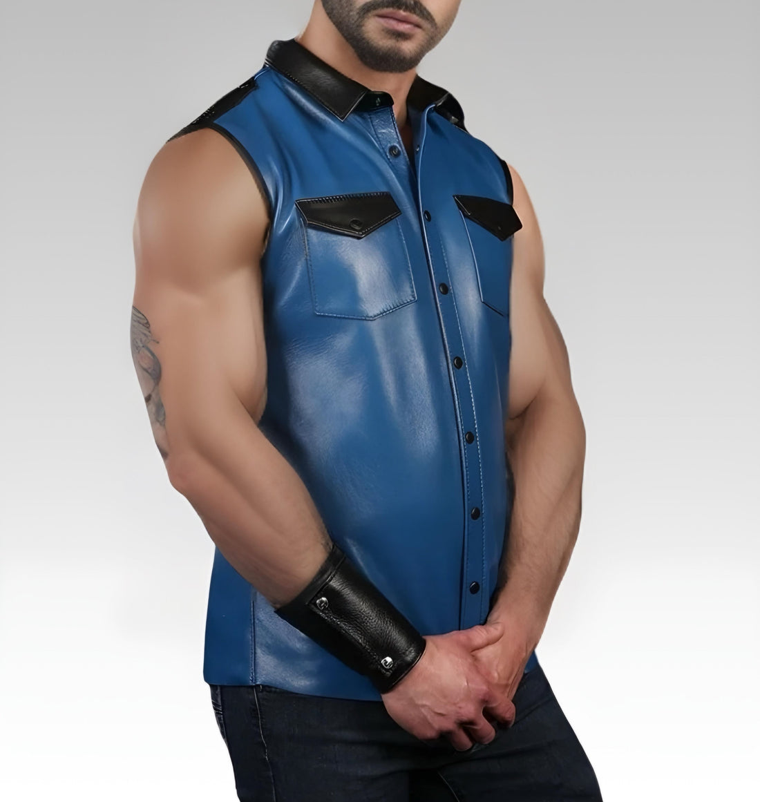 Lambskin Sleeveless Leather Shirt for sale