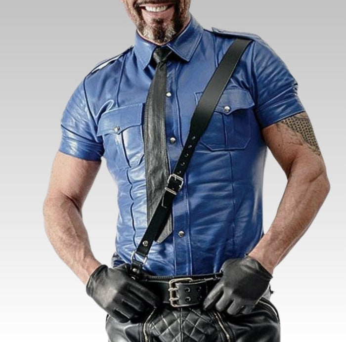 Sheep Leather Uniform Shirt Blue for sale