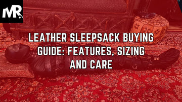 Black leather sleepsack laid on a patterned rug