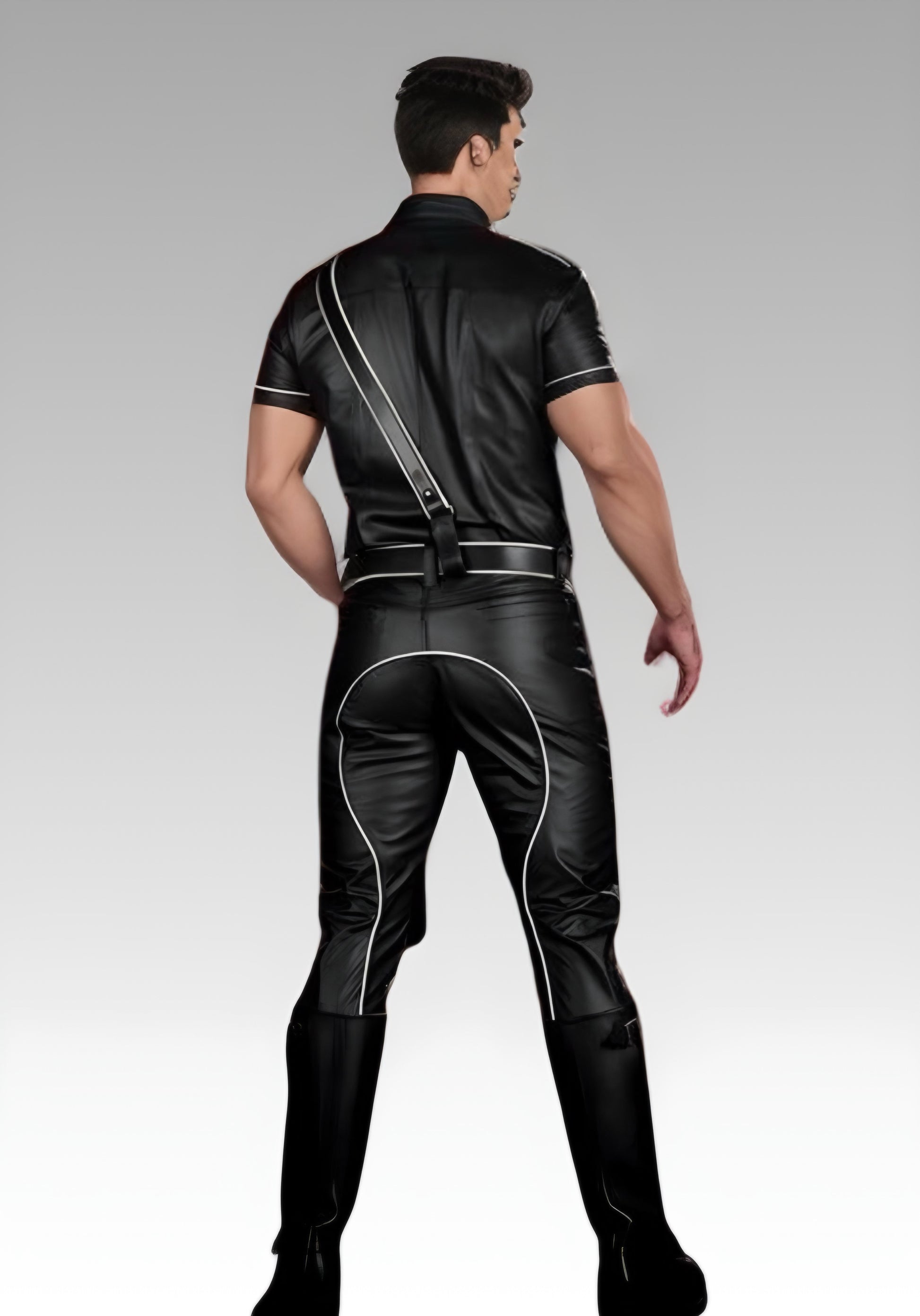 Men Leather Pant Piped Blue, leather pants bondage, gay leather pants, men leather pants, gay mens pants for sale