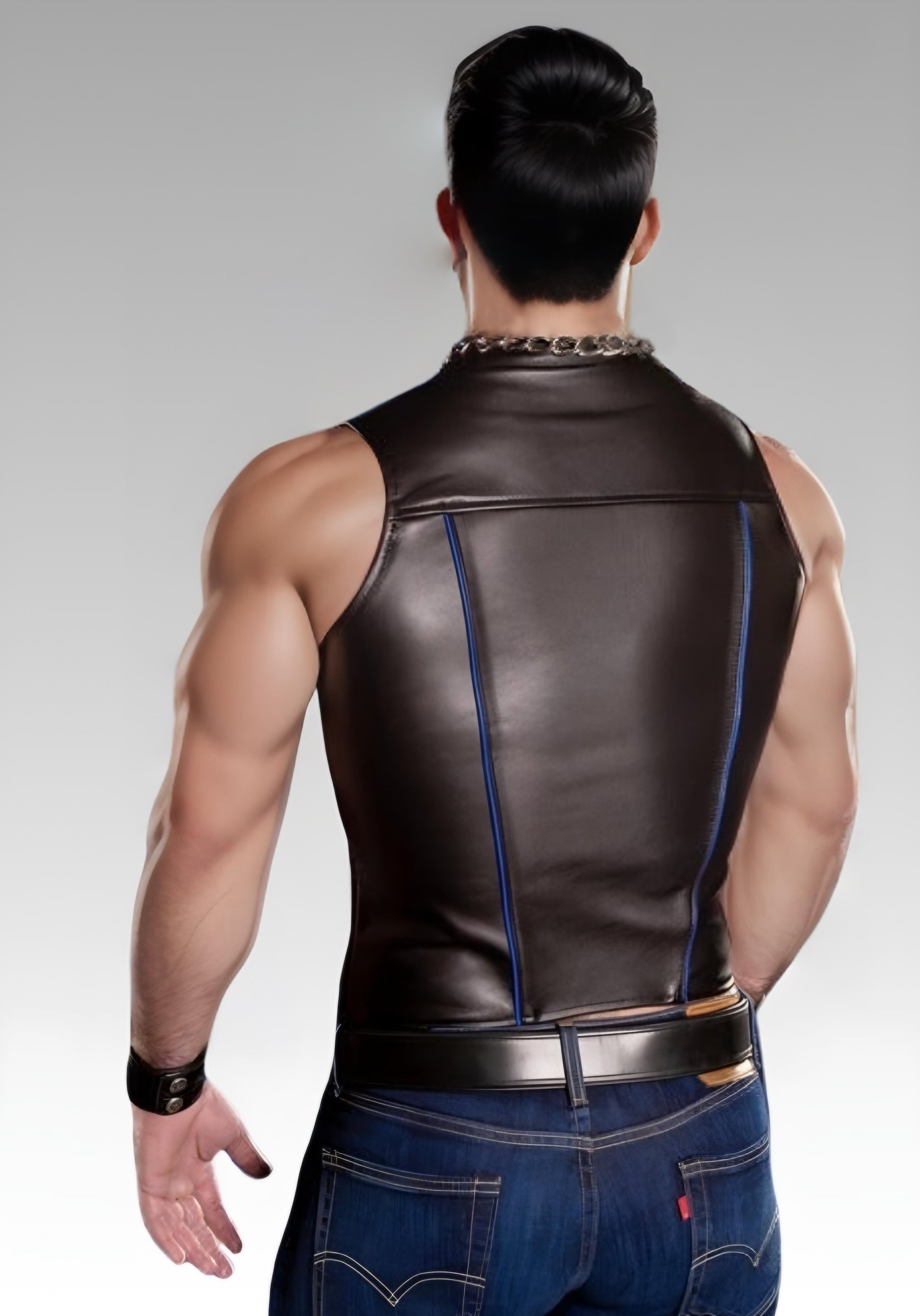 Front Zip Leather Vest for sale