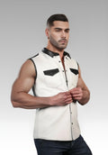 Lambskin Sleeveless Leather Shirt for sale