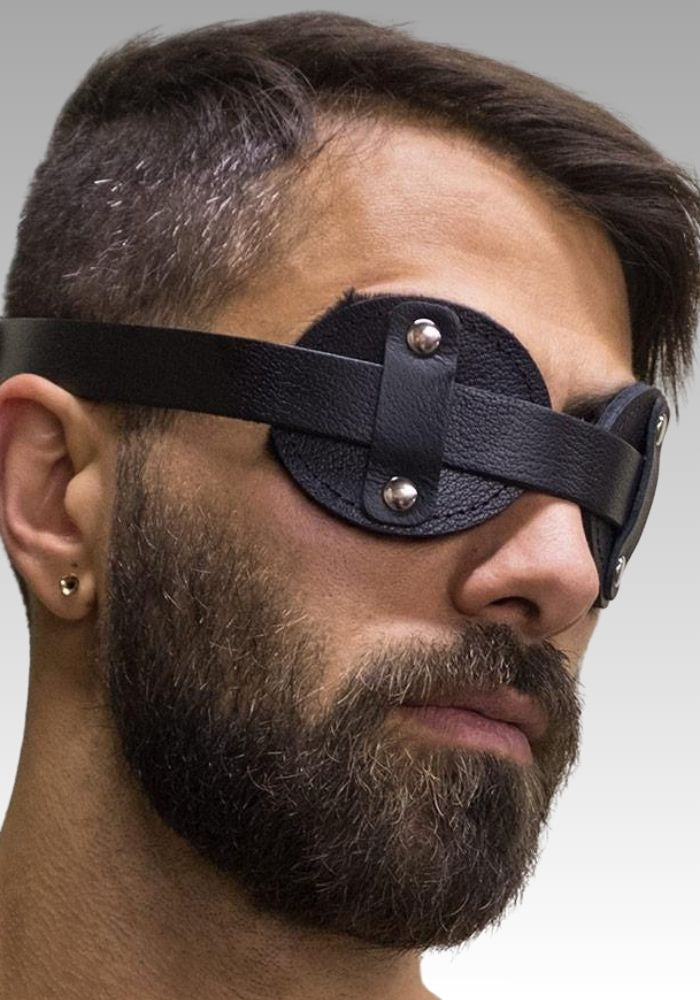 Fleece Lined Leather Blindfold for sale