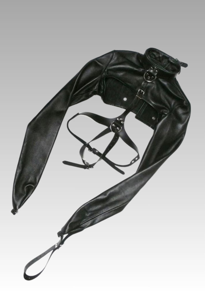 Bolero Leather Straitjacket, straitjacket bondage, straitjacket bdsm, jacket restraint, bolero straitjacket, woman straight jacket for sale