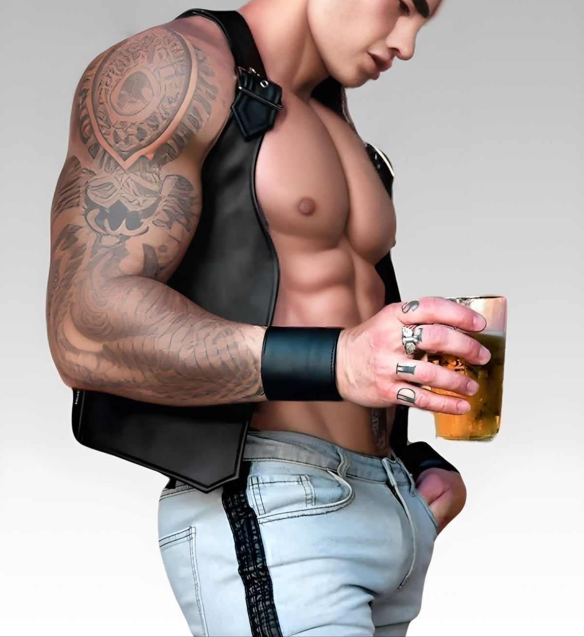Buckle Berlin Leather Bar Vest for sale