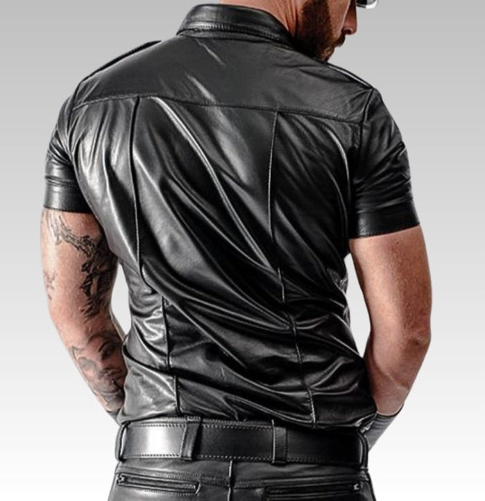 Leather Uniform Shirt Black for sale