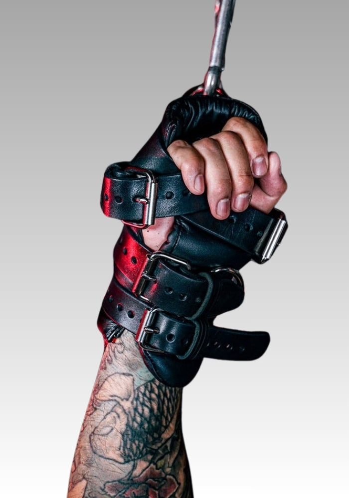 Hand Restrants Four Buckle Leather Wrist Restraints - Heavy Duty Bondage Cuffs