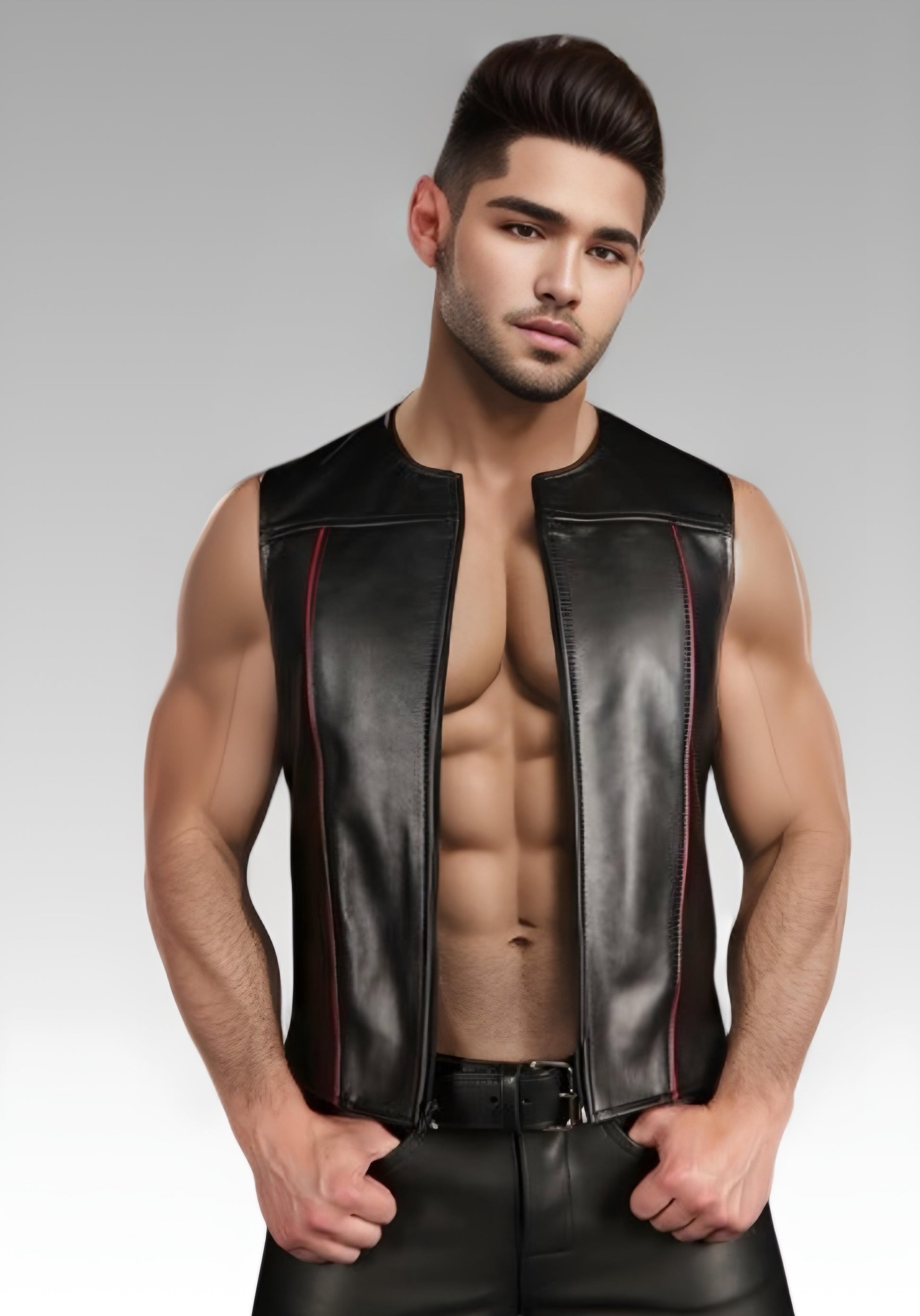 Front Zip Leather Vest for sale