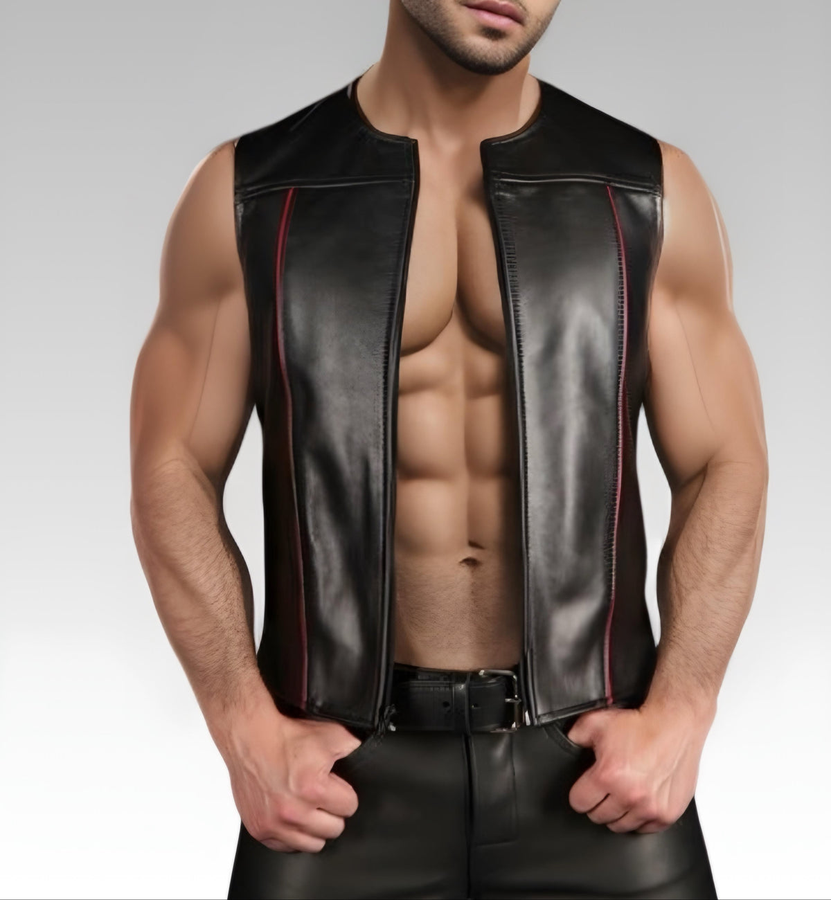 Front Zip Leather Vest for sale