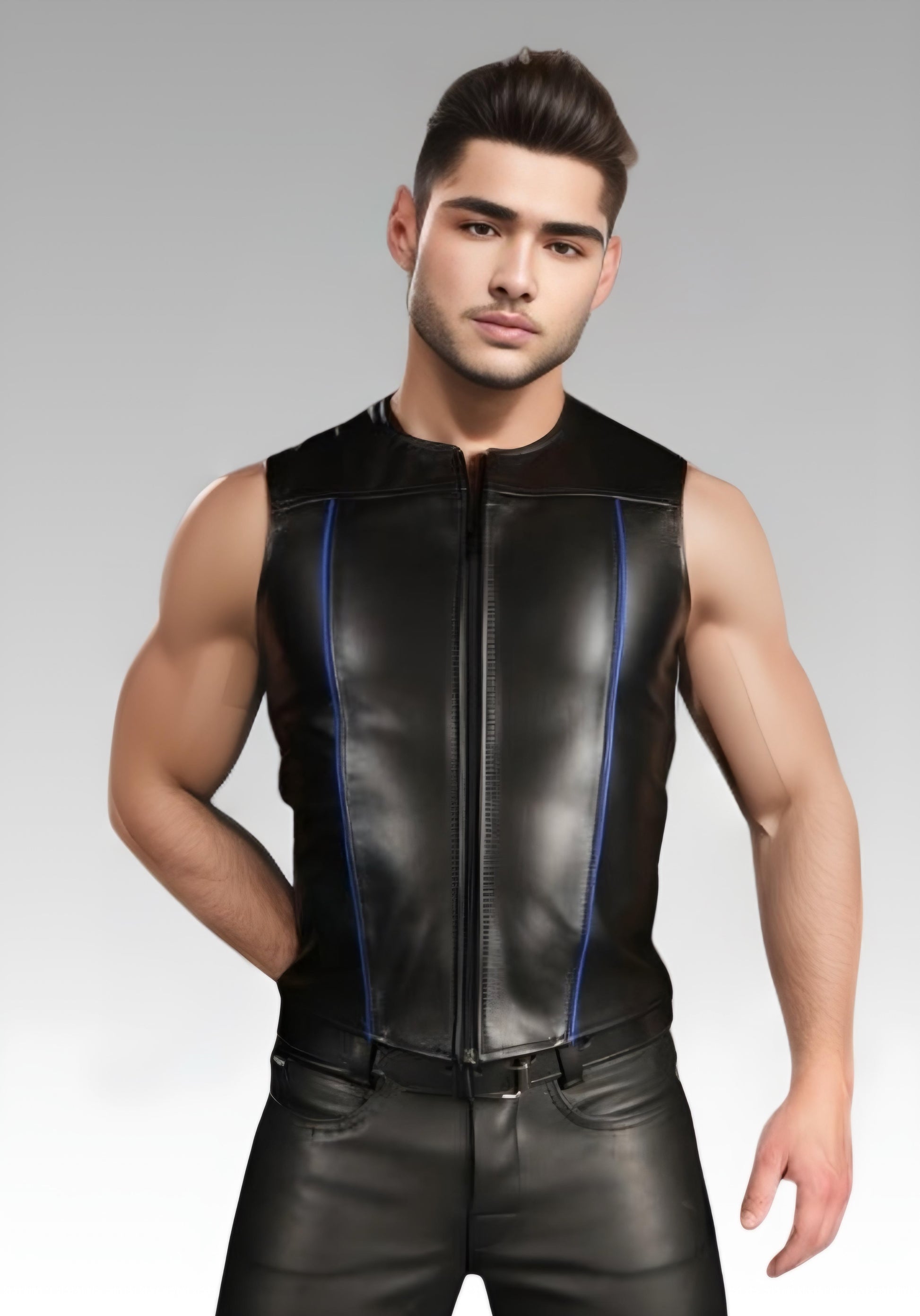 Front Zip Leather Vest for sale