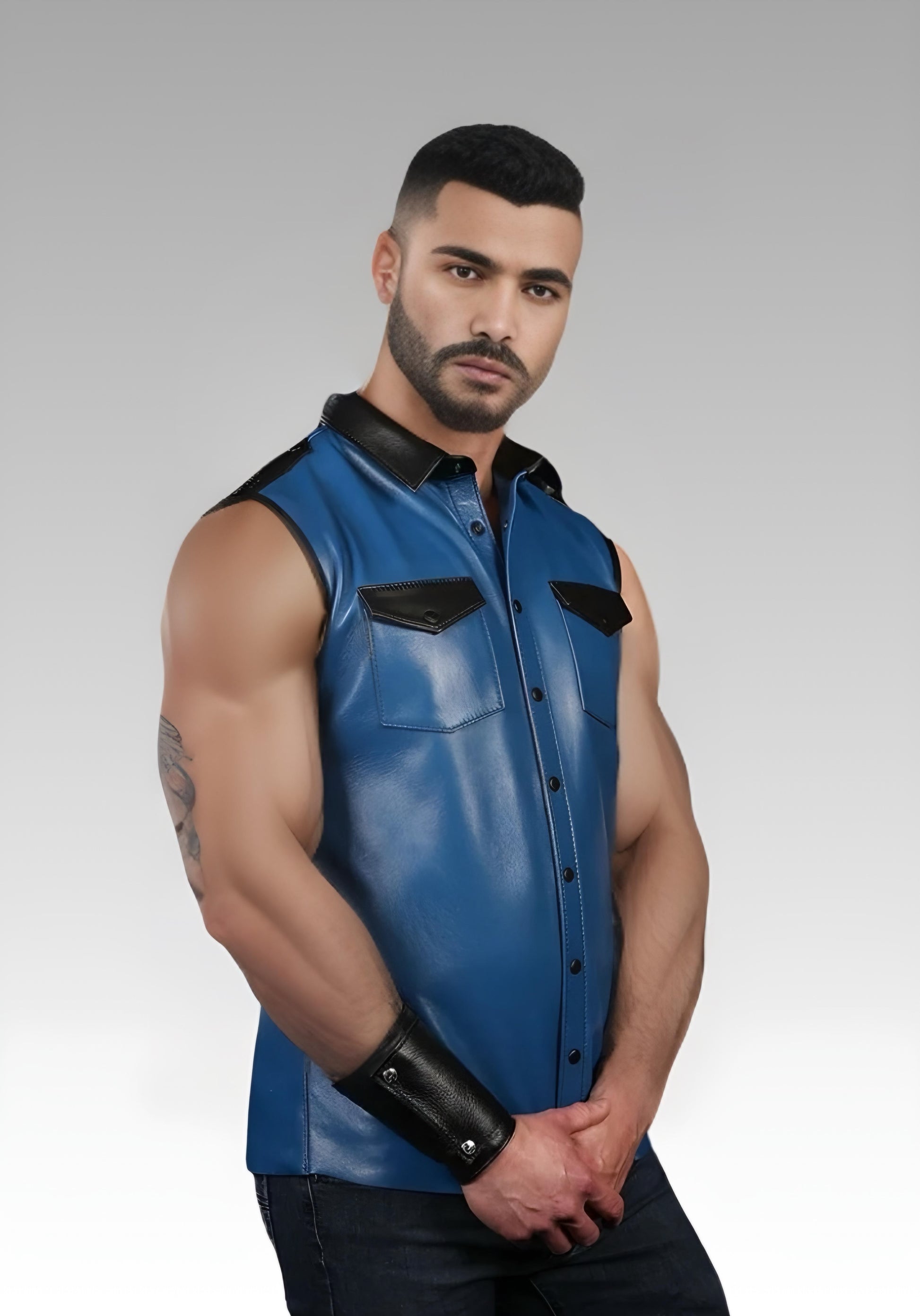 Lambskin Sleeveless Leather Shirt for sale