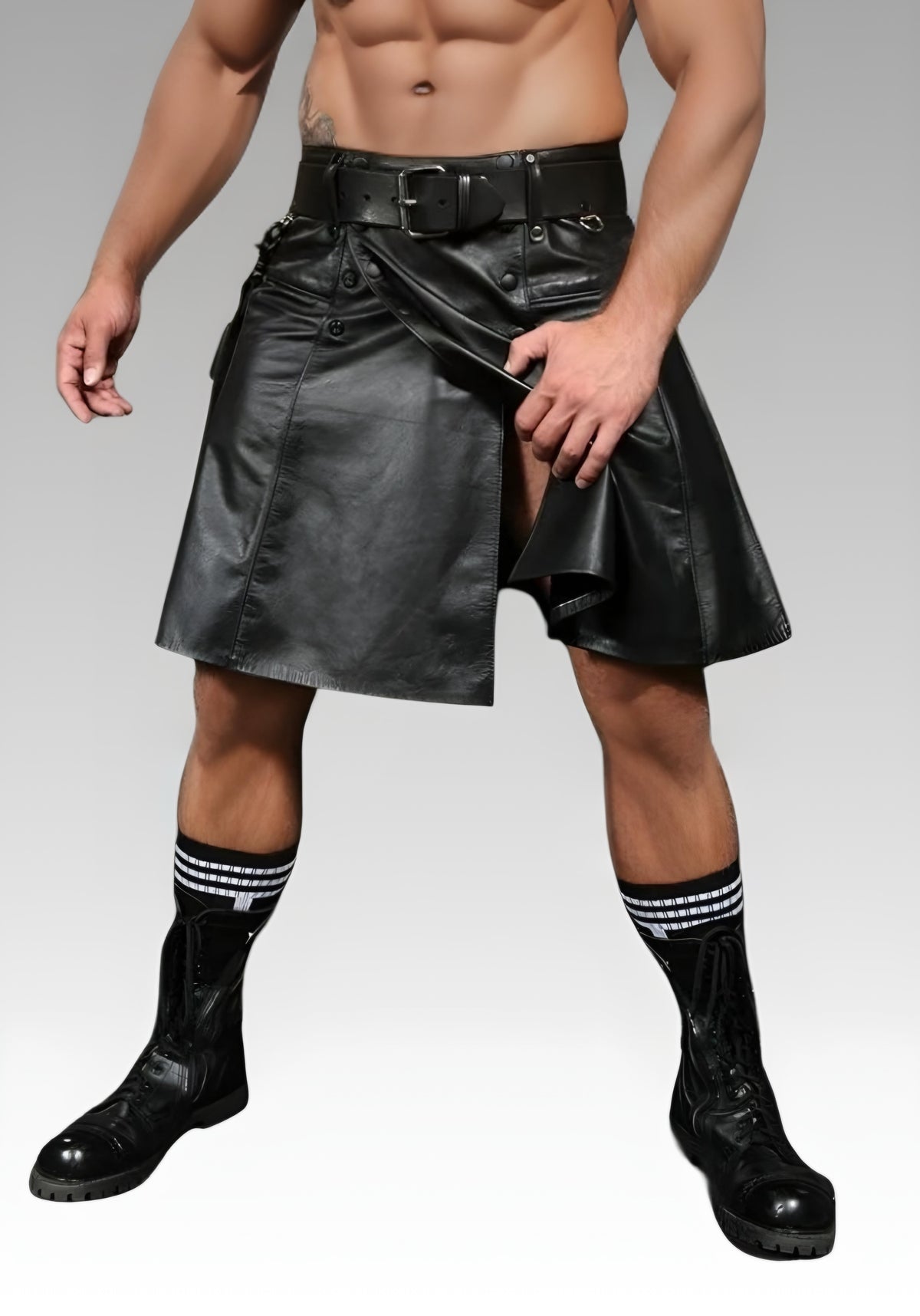 Leather Kilt with Belt and Accessory Pouch for sale