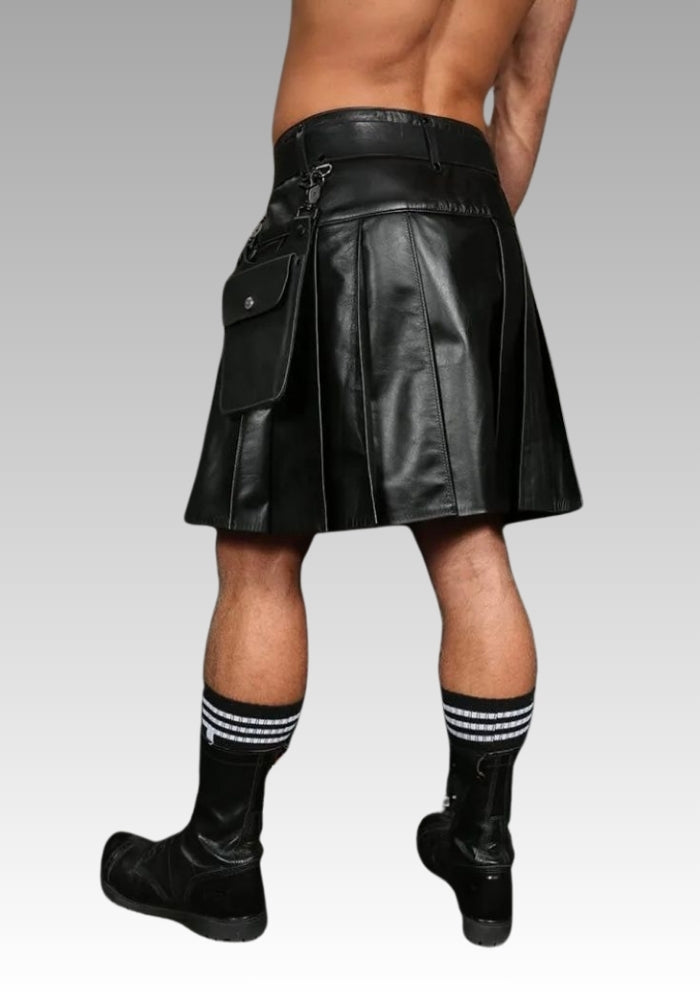 Leather Kilt with Belt and Accessory Pouch for sale