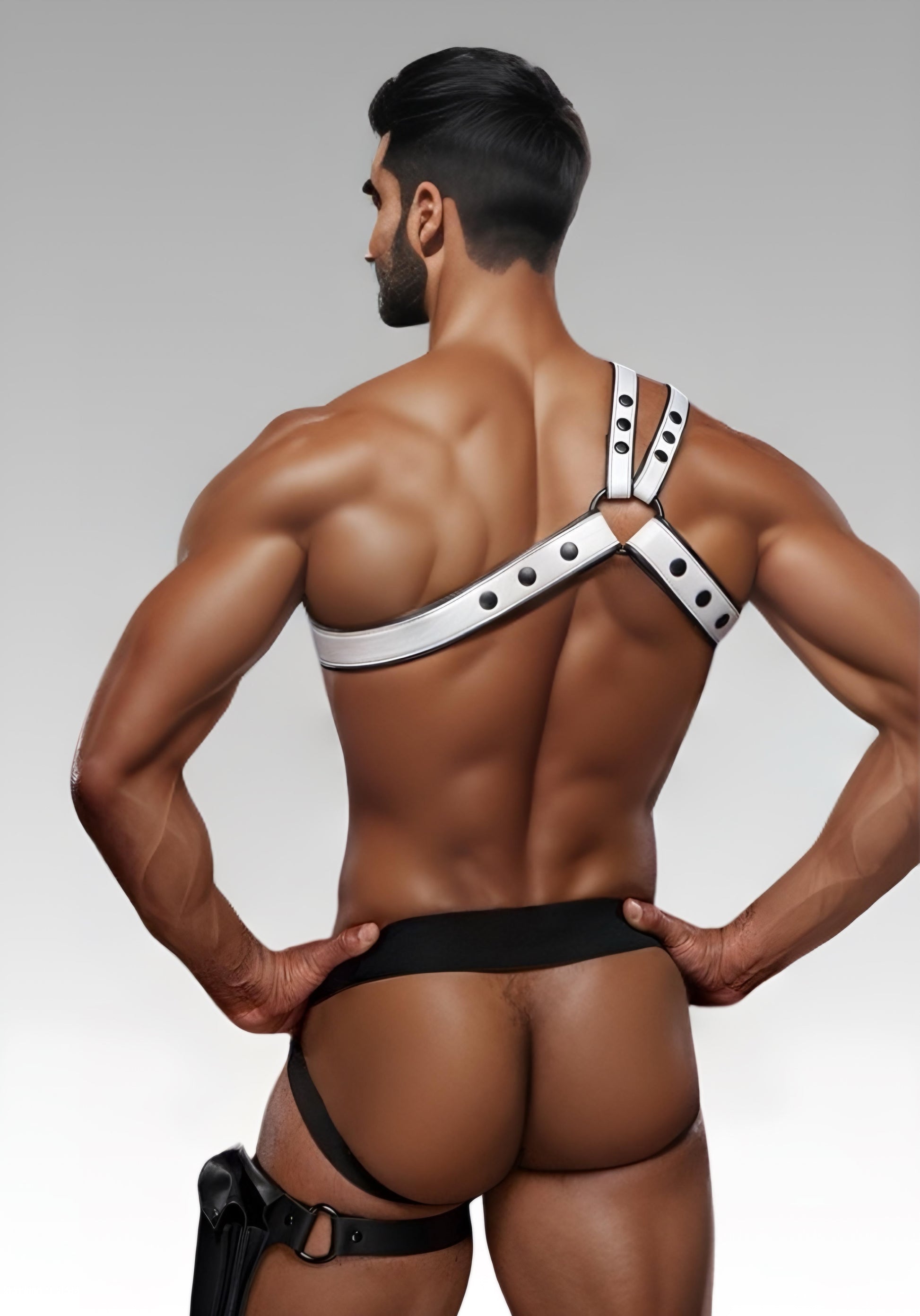 Leather Slingshot Tri-Harness White for sale