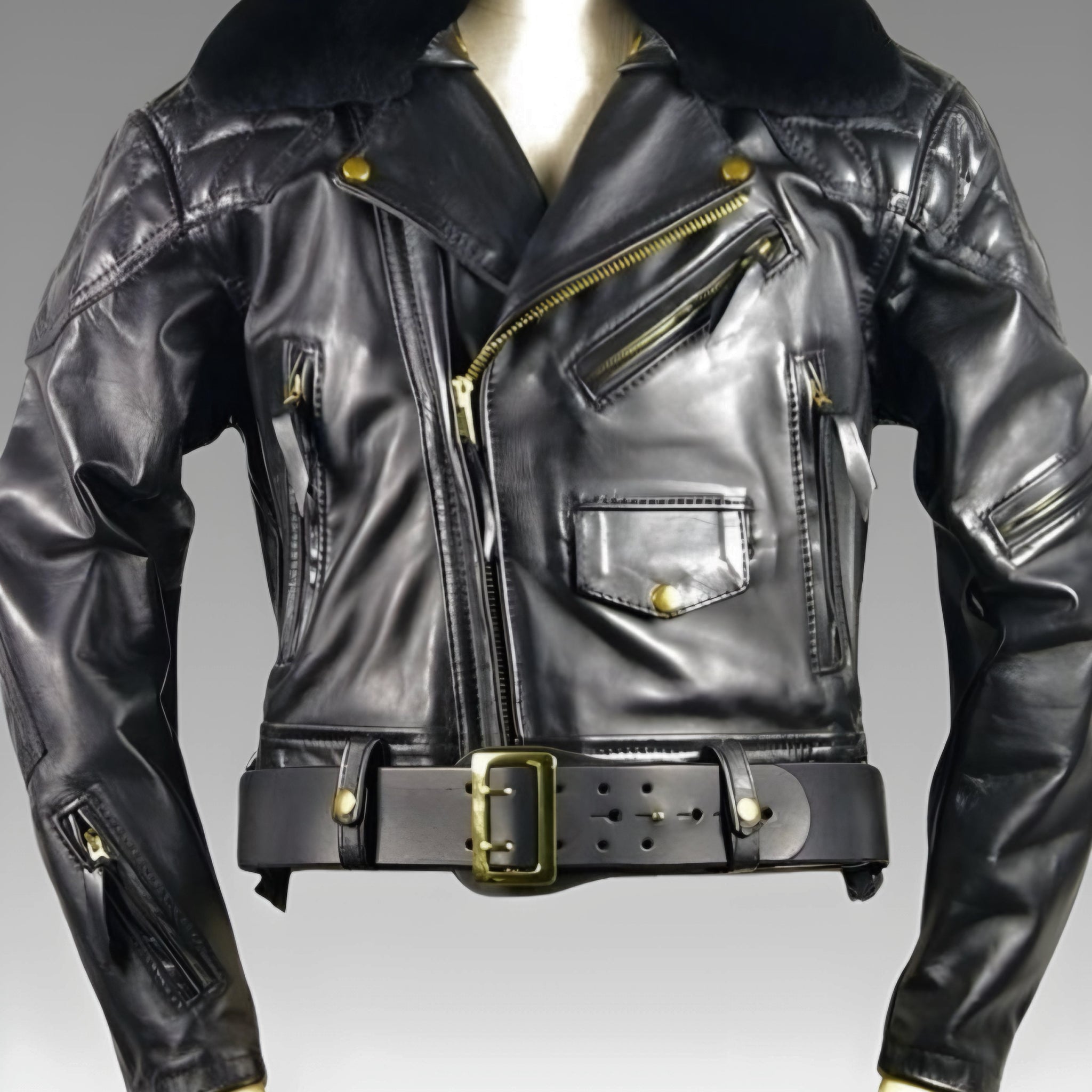 Leather Uniform Jacket with Back Panel Pad for sale