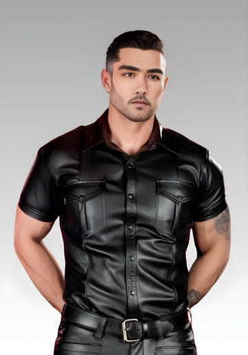 Leather Uniform Shirt Black for sale