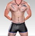 Man with tattoos wearing black shorts for sale 