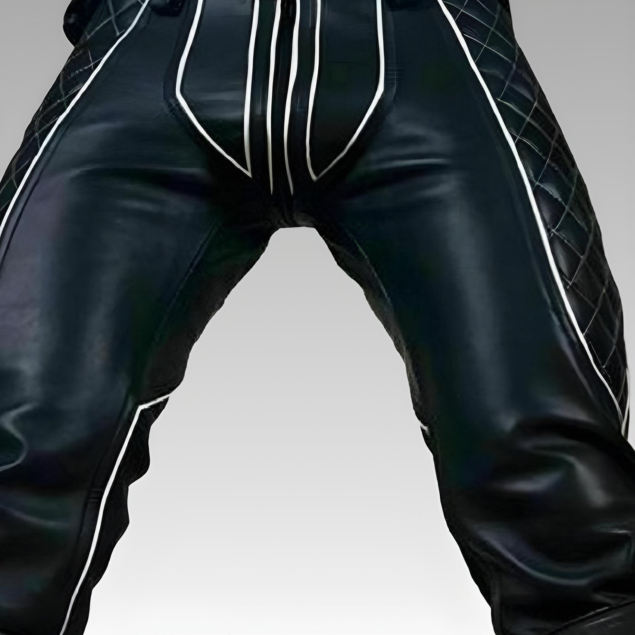 Men’s Leather Quilted Pants with White Accent for sale