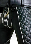 Men’s Leather Quilted Pants with White Accent for sale
