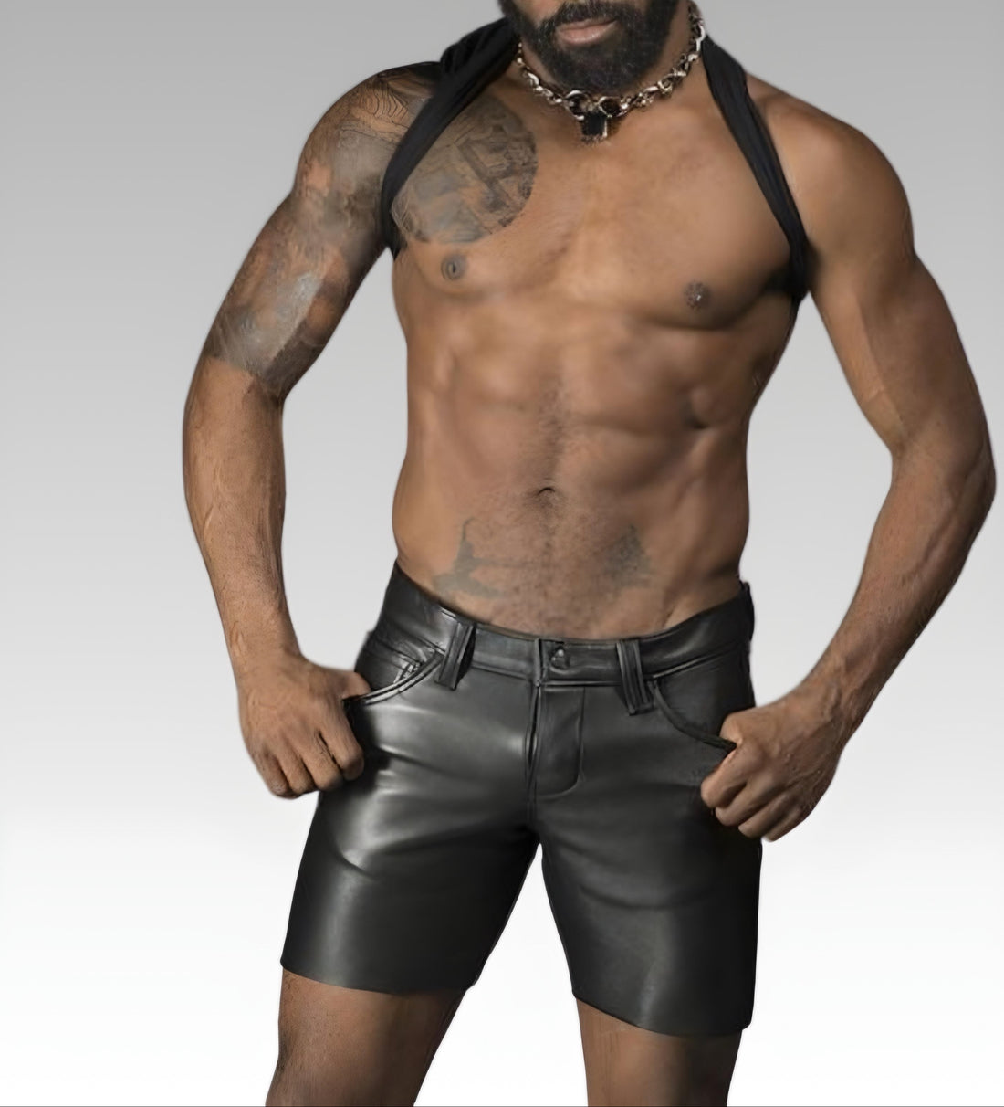 Mens Leather Jean Short for sale