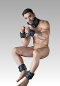 Lockable Dungeon Ankle Cuffs, wrist to ankle cuffs, wrist and ankle restraints, ankle restraints, BDSM ankle cuffs for sale