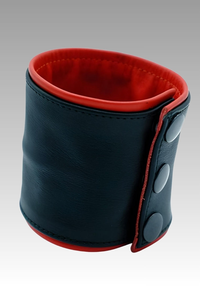 Red Piped Leather Wristband for sale
