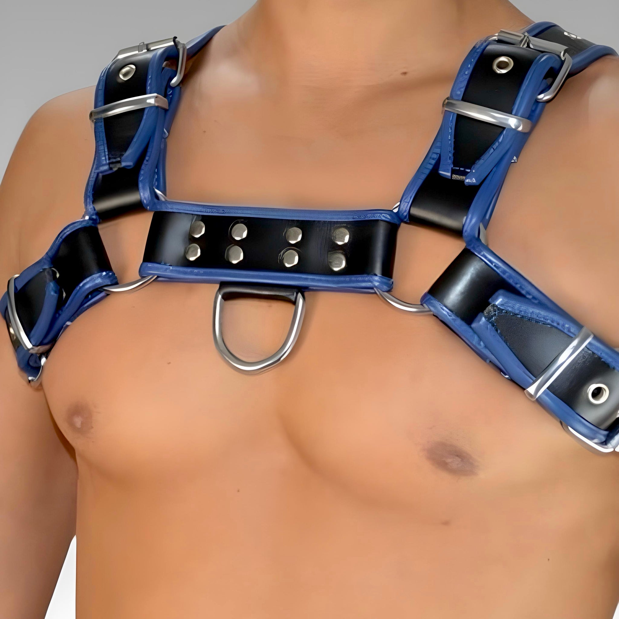 Leather Chest Harness Hardline Blue, leather harness, leather dog harness, leather harness men, leather chest harness for sale