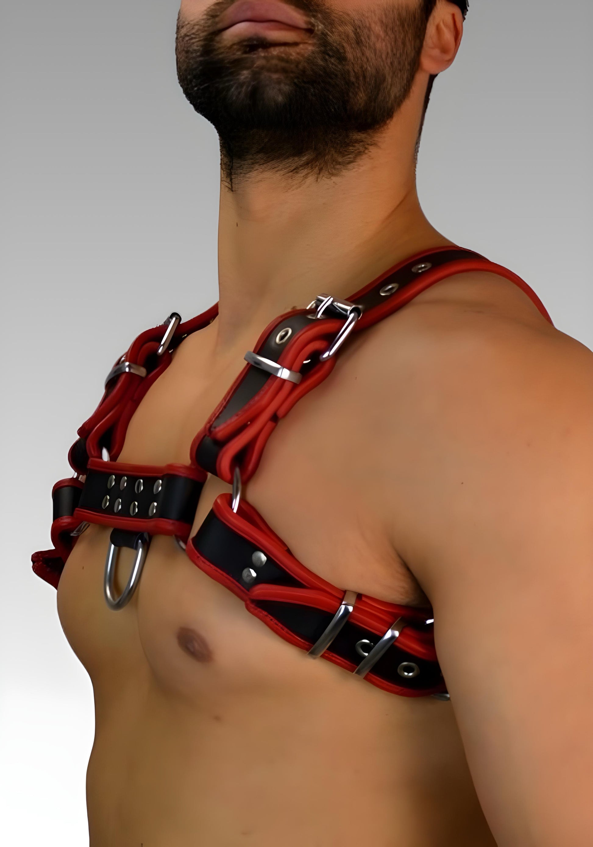 Leather Dog Harness Hardline Red, leather harness, leather dog harness, leather harness men, leather chest harness for sale