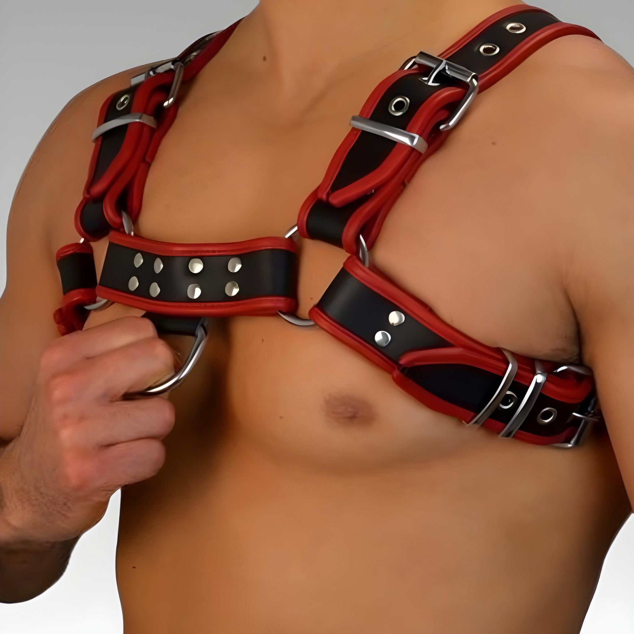 Leather Dog Harness Hardline Red, leather harness, leather dog harness, leather harness men, leather chest harness for sale