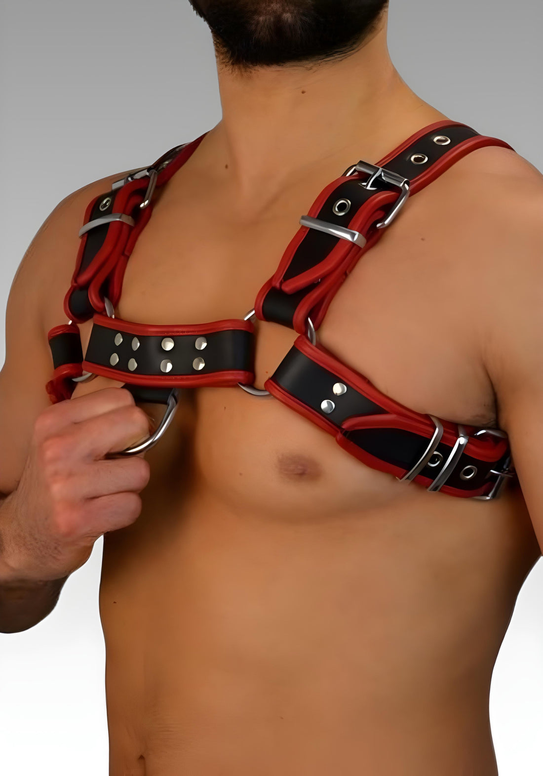 Leather Dog Harness Hardline Red, leather harness, leather dog harness, leather harness men, leather chest harness for sale