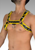 Leather Dog Harness Hardline Yellow, leather harness, leather dog harness, leather harness men, leather chest harness for sale