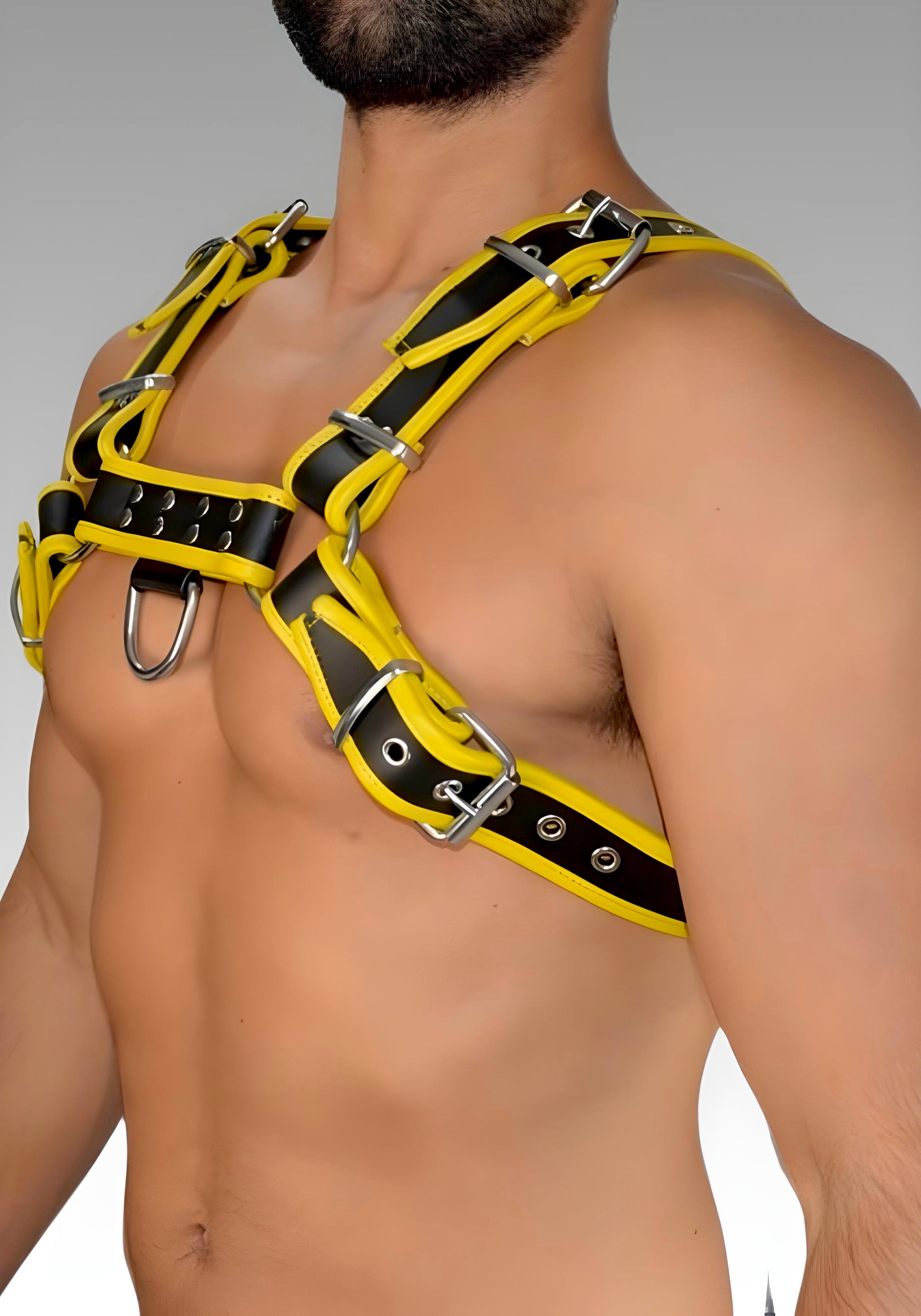 Leather Dog Harness Hardline Yellow, leather harness, leather dog harness, leather harness men, leather chest harness for sale