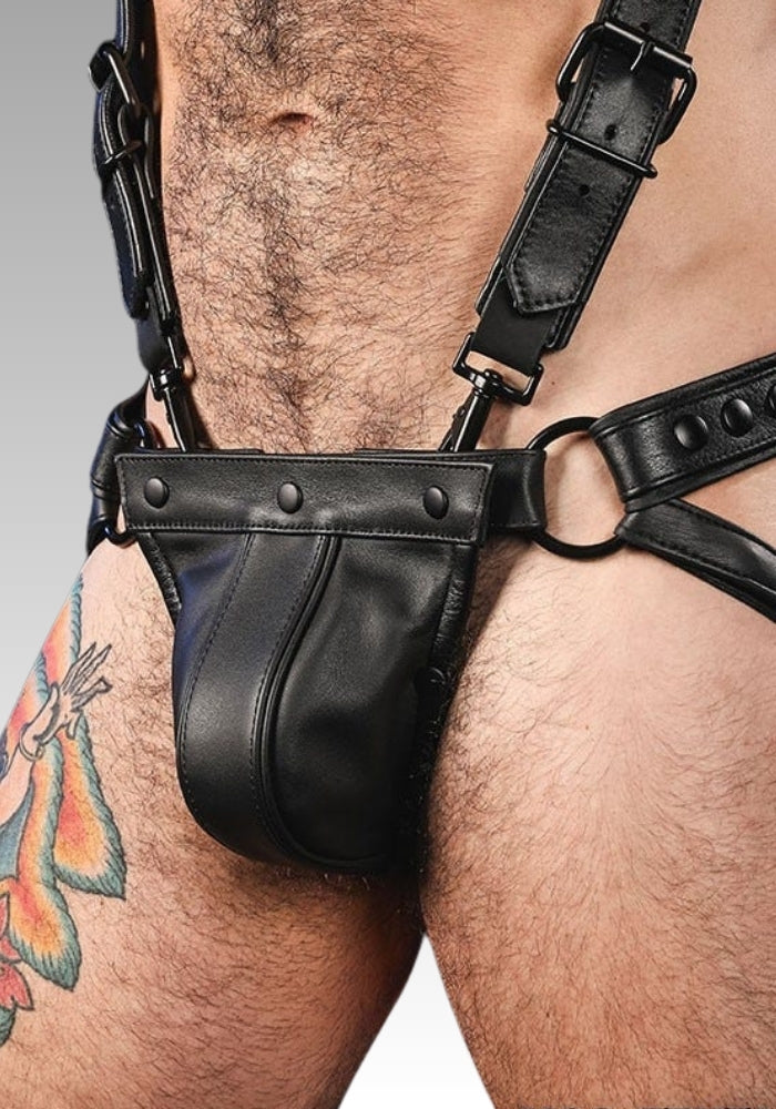 Trojan Leather Jockstrap - Black for sale