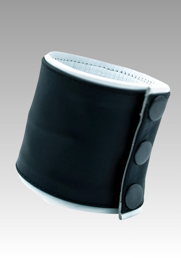 White Piped Leather Wristband for sale