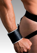 White Piped Leather Wristband for sale