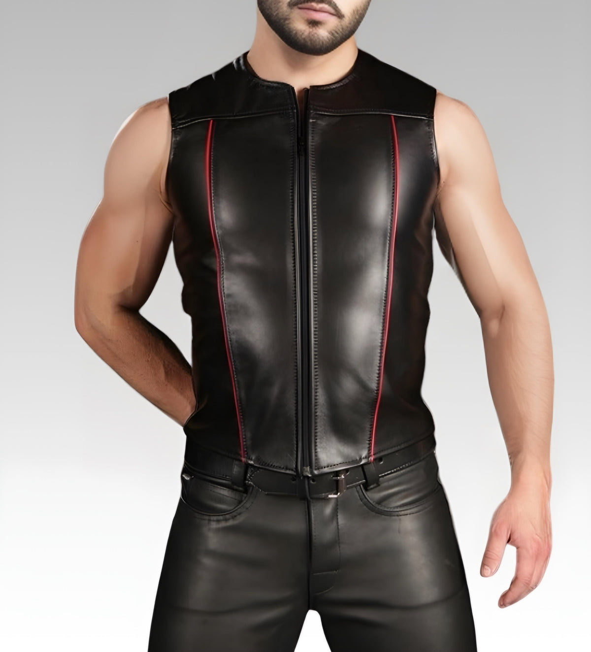 Front Zip Leather Vest for sale