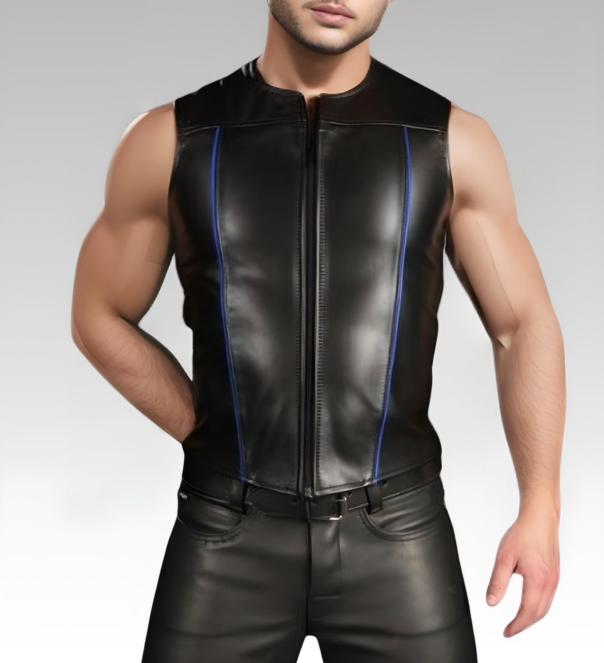 Front Zip Leather Vest for sale
