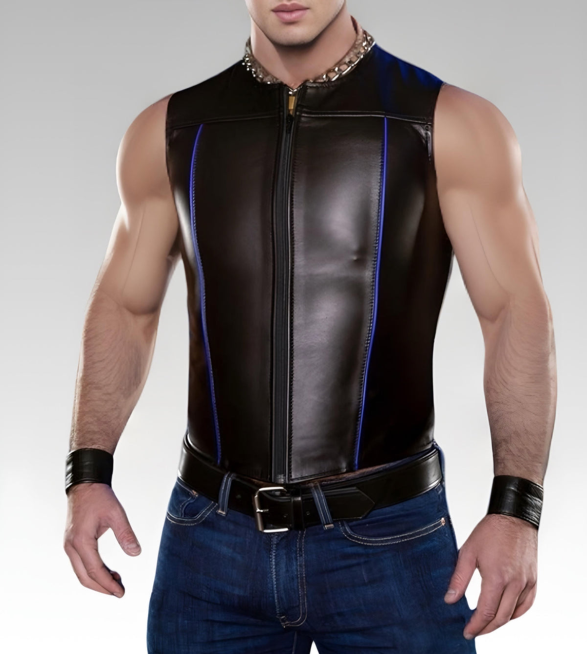 Zip Front Leather Vest for sale