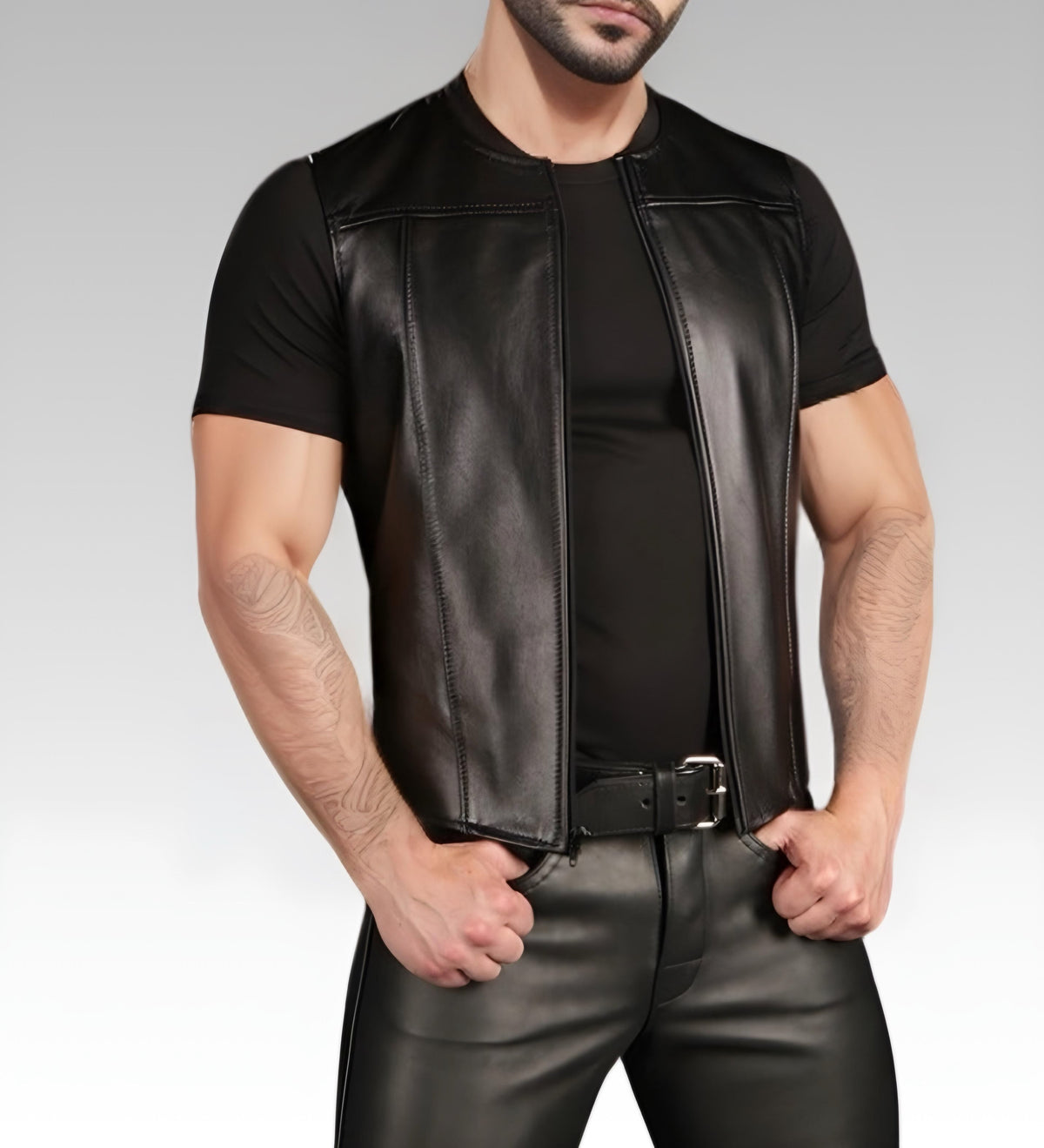 Zip Front Leather Vest