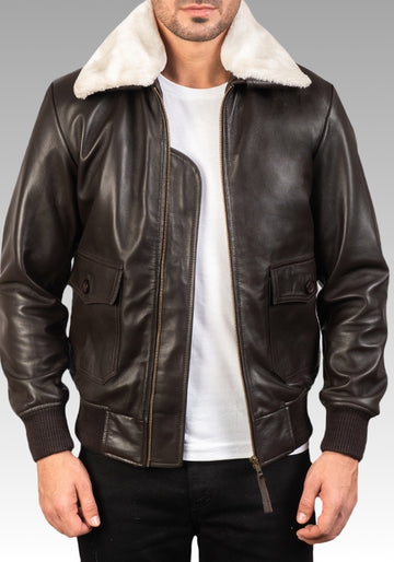 Airin G-1 Brown Leather Bomber Jacket