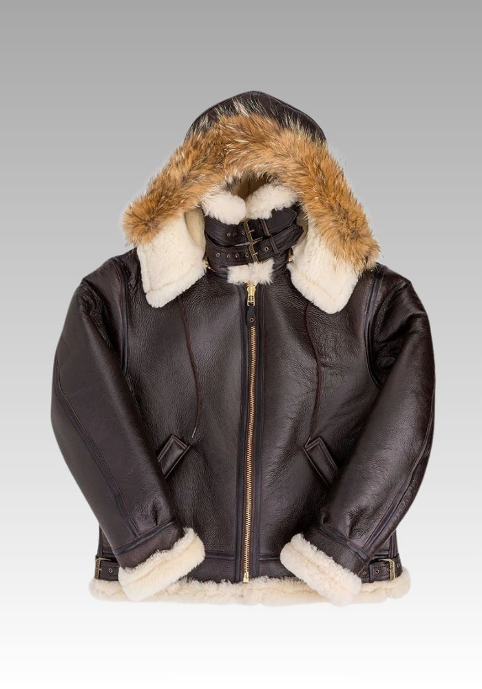 B-3 Hooded Sheepskin Bomber Jacket