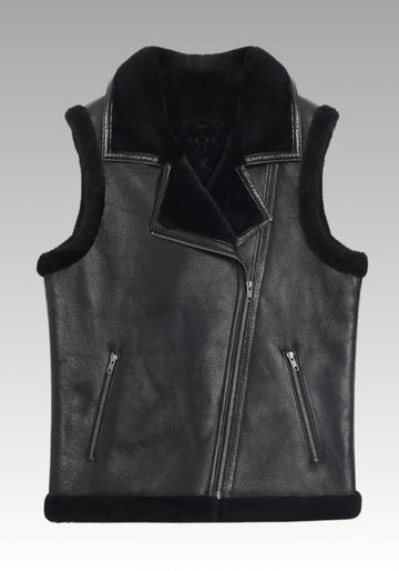 Black Sheepskin Vest for Men