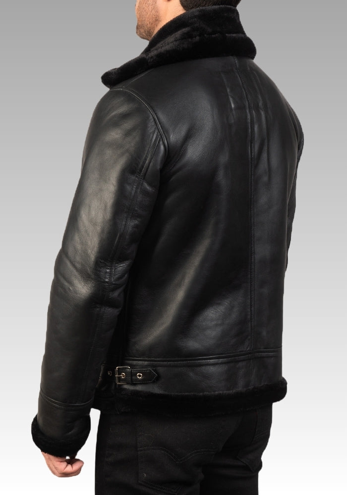 Francis B-3 Black Leather Bomber Jacket