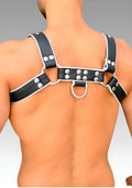 Leather Chest Bulldog Harness White Piping for sale