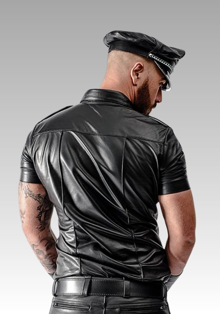 Leather Uniform Shirt Black for sale