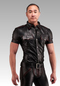 Leather Uniform Shirt Red Piping for sale