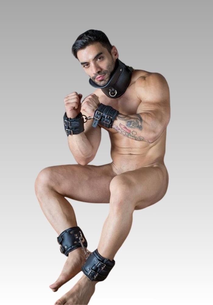 Lockable Dungeon Wrist Cuffs, wrist bondage, leather wrist restraints, BDSM wrist cuffs, bondage wrist restraints for sale